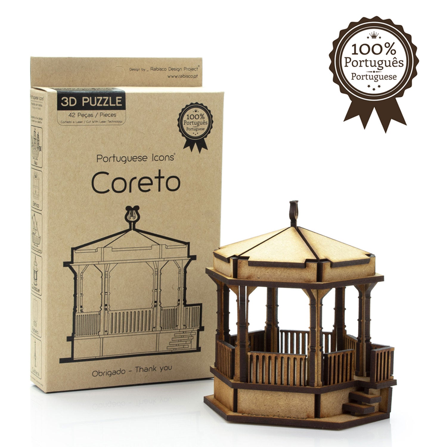 Traditional Portuguese Bandstand Coreto DIY Wooden 3D Puzzle for Adults