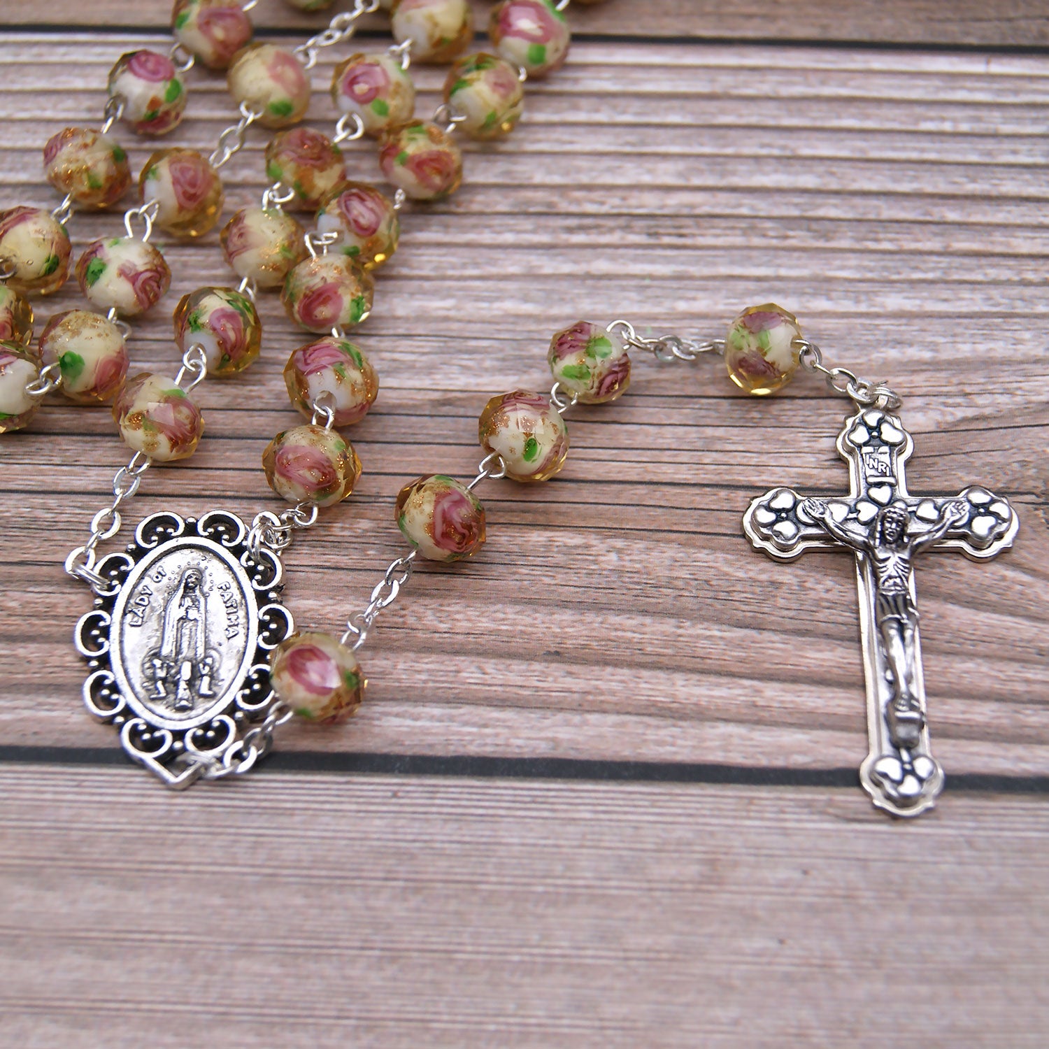 Catholic Handmade Our Lady of Fatima Rosary Murano Glass Beads Made in Portugal