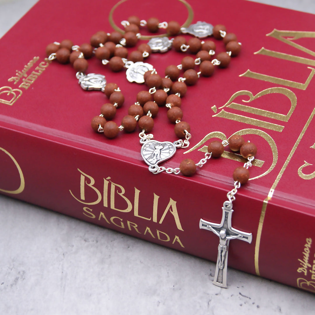 Catholic Handmade Scented Our Lady of Fatima Rose Petal Rosary Beads for Woman Made in Portugal