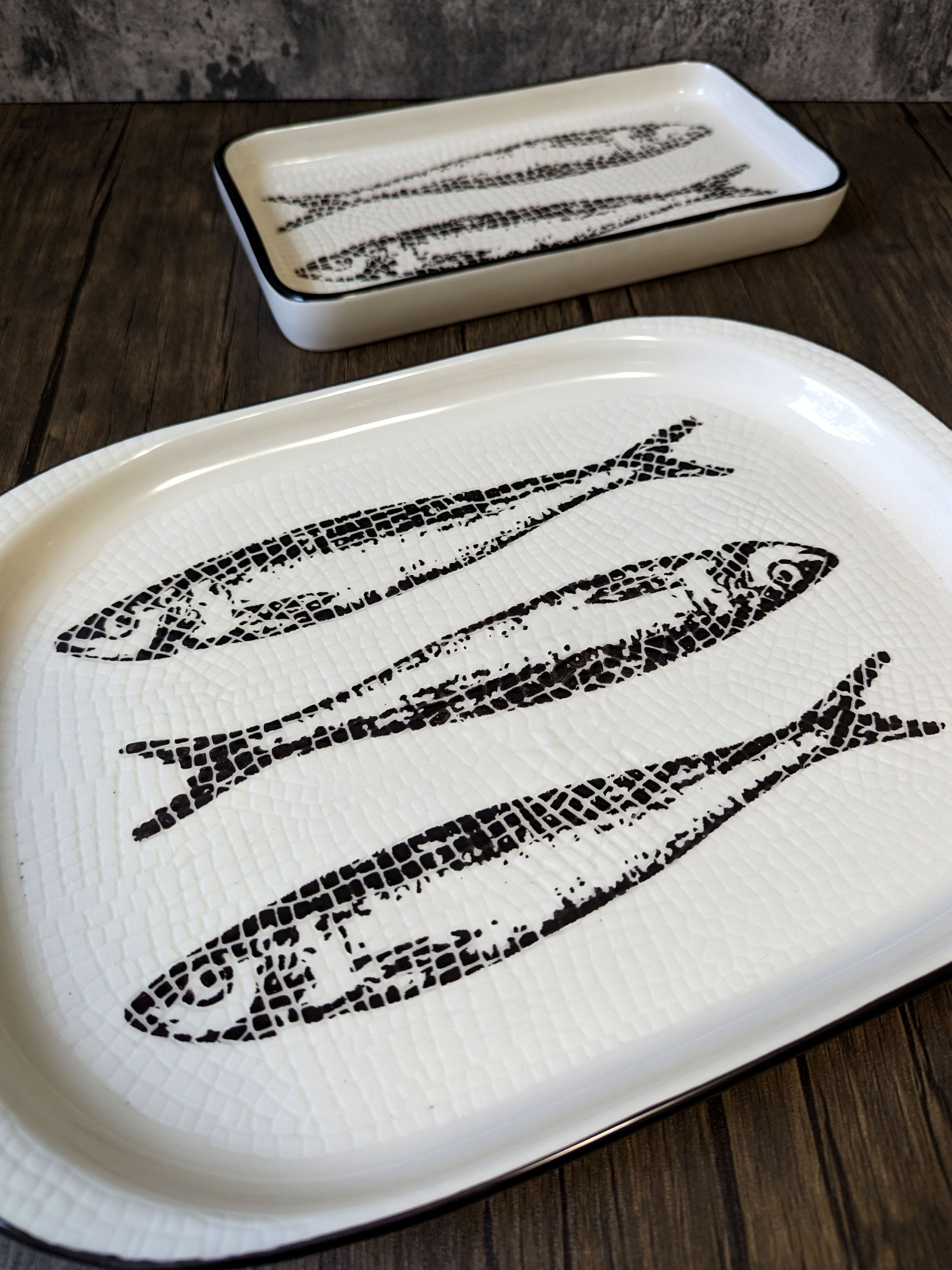 Cobblestone Sardines Portuguese Pottery Oval Ceramic Serving Platter