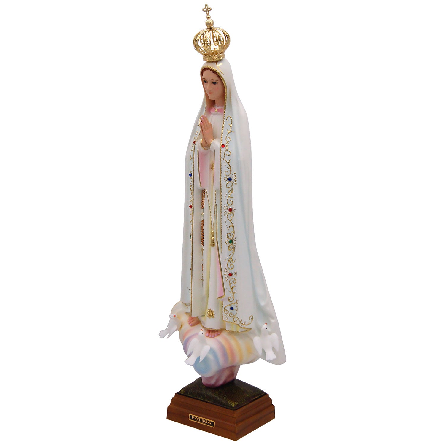 24 Inch Glass Eyes Our Lady of Fatima Statue Made in Portugal