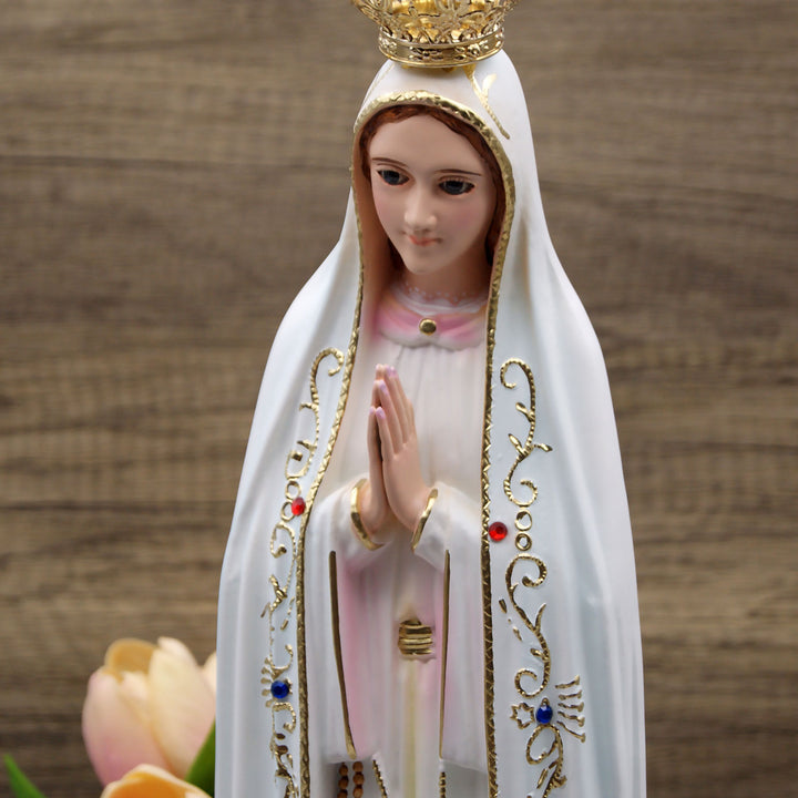 24 Inch Glass Eyes Our Lady of Fatima Statue Made in Portugal