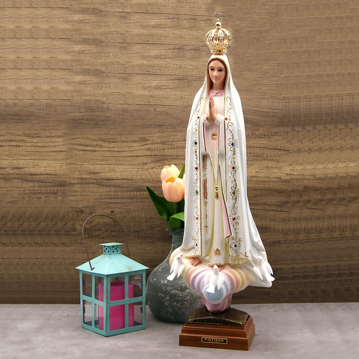 24 Inch Glass Eyes Our Lady of Fatima Statue Made in Portugal