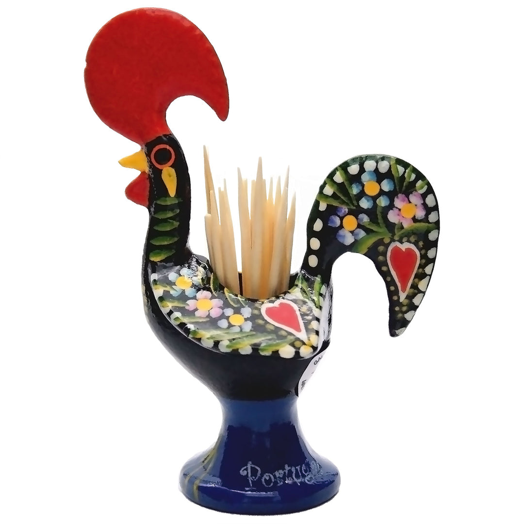 4 Inch Good Luck Traditional Portuguese Rooster Toothpick Holder