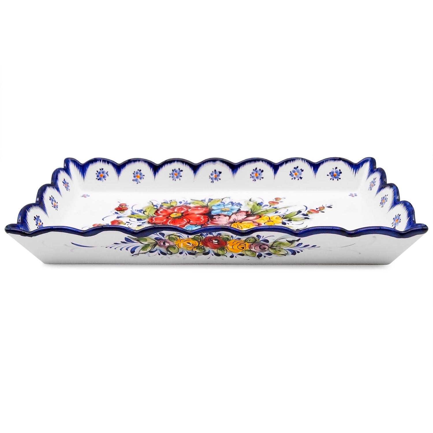 Hand Painted Alcobaça Ceramic Rectangular Serving Platter Dish Tray 