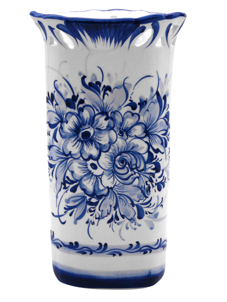 Hand Painted Blue ＆ White Portuguese Pottery Ceramic Decorative Vase 