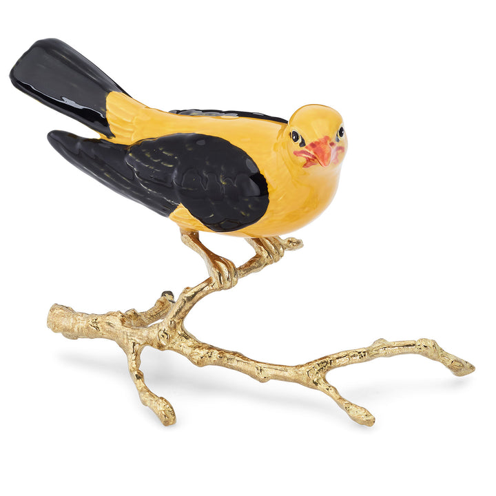 Hand Painted Ceramic Home Decor Bird in Branch Figurine - The creator of Golden Oriole Made in Portugal