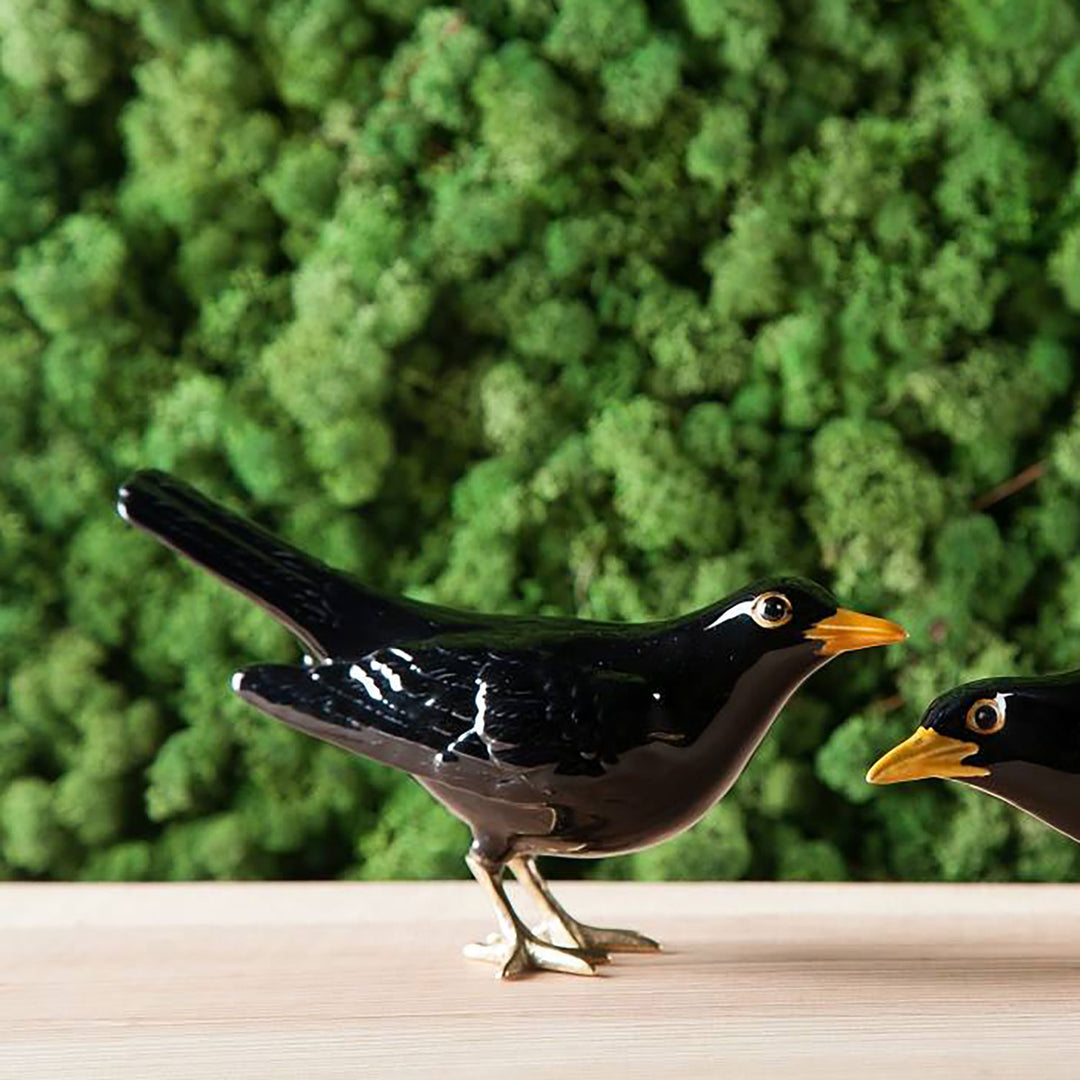 Hand Painted Ceramic Home Decor Blackbird Figurine - A Blackbird, evidently