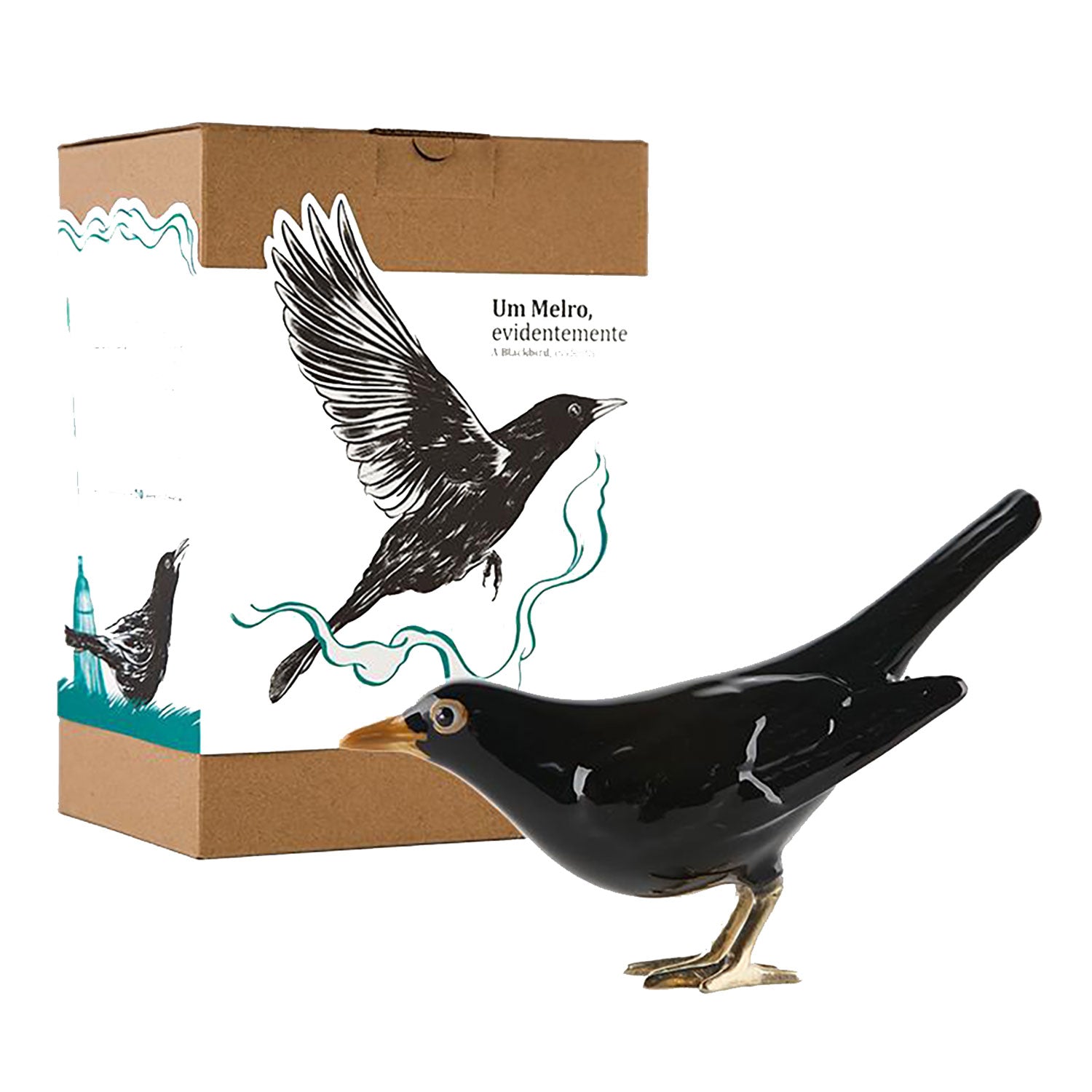 Hand Painted Portuguese Ceramic Home Decor Blackbird Figurine – We