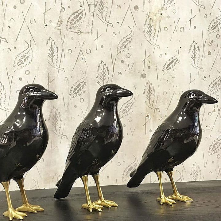 Hand Painted Ceramic Home Decor Crow Black Raven Figurine - The Naughty Crow