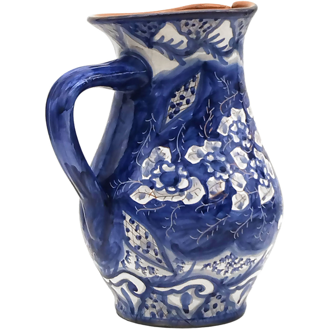 Hand Painted Portuguese Pottery Blue and White 3 Quart Pitcher
