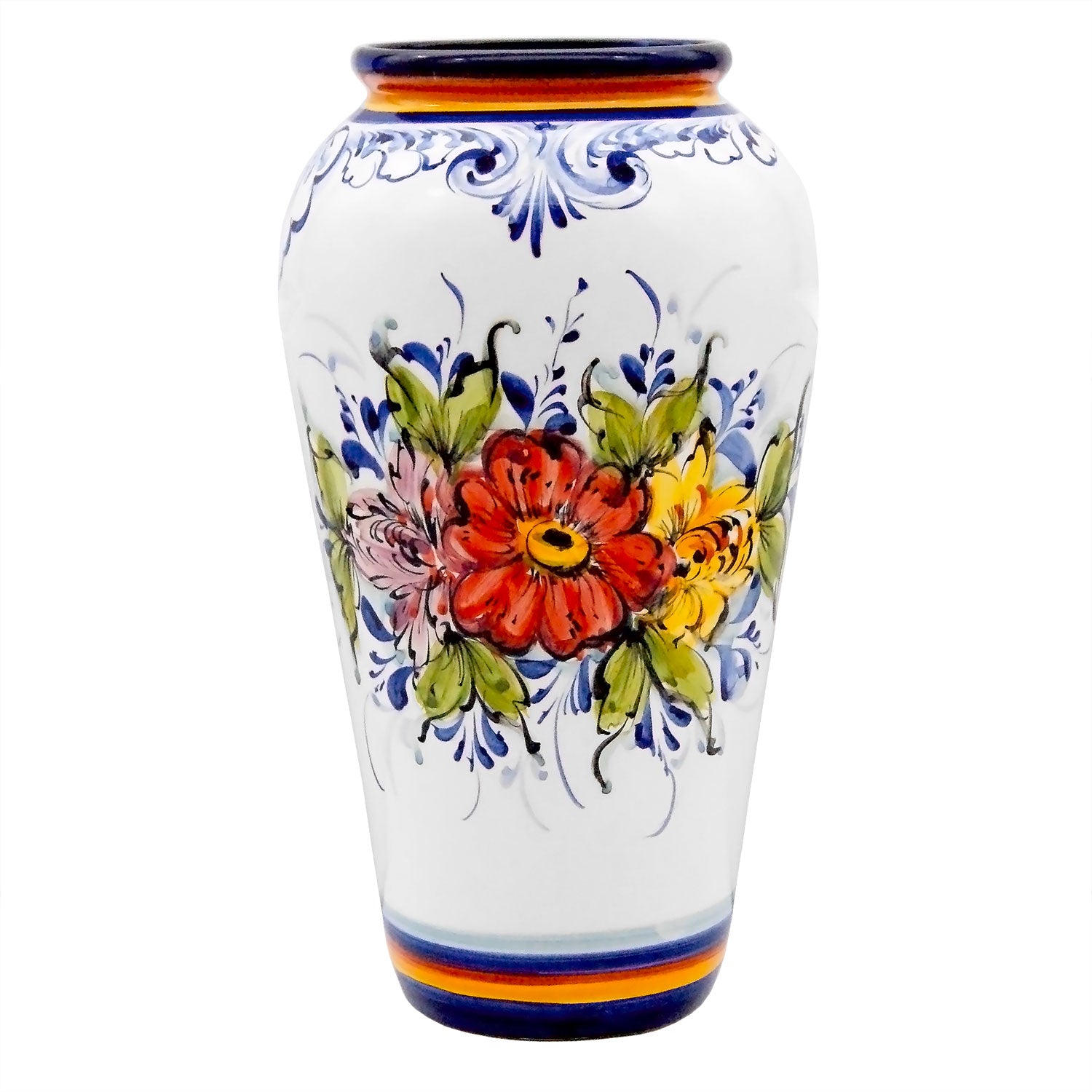 Hand Painted Portuguese Pottery Ceramic Decorative Flower Vase