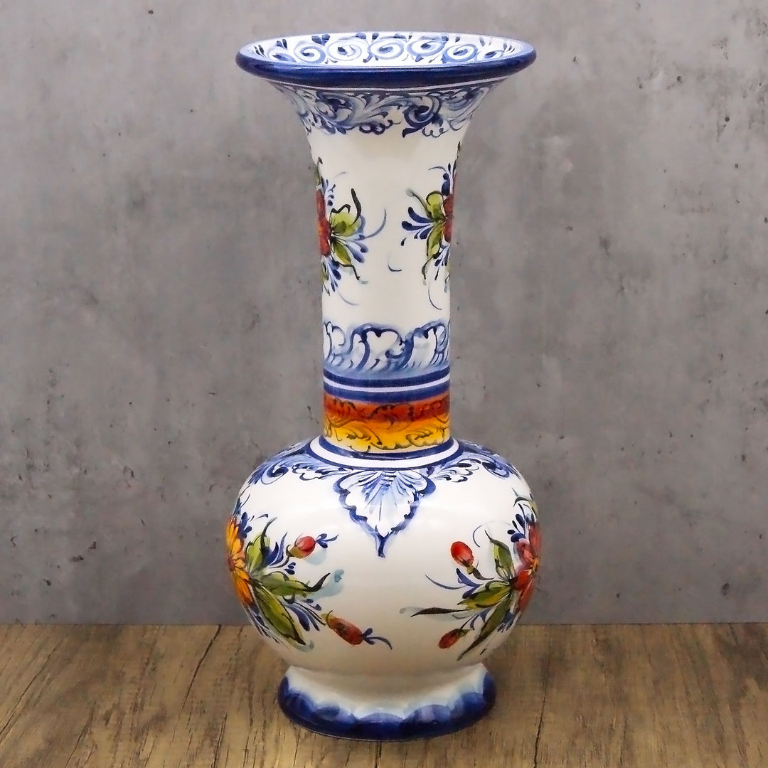 Hand Painted Portuguese Pottery Ceramic Decorative Flower Vase