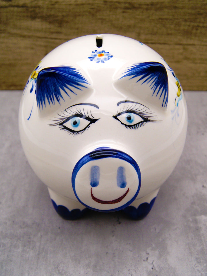 Hand Painted Portuguese Pottery Ceramic Piggy Bank