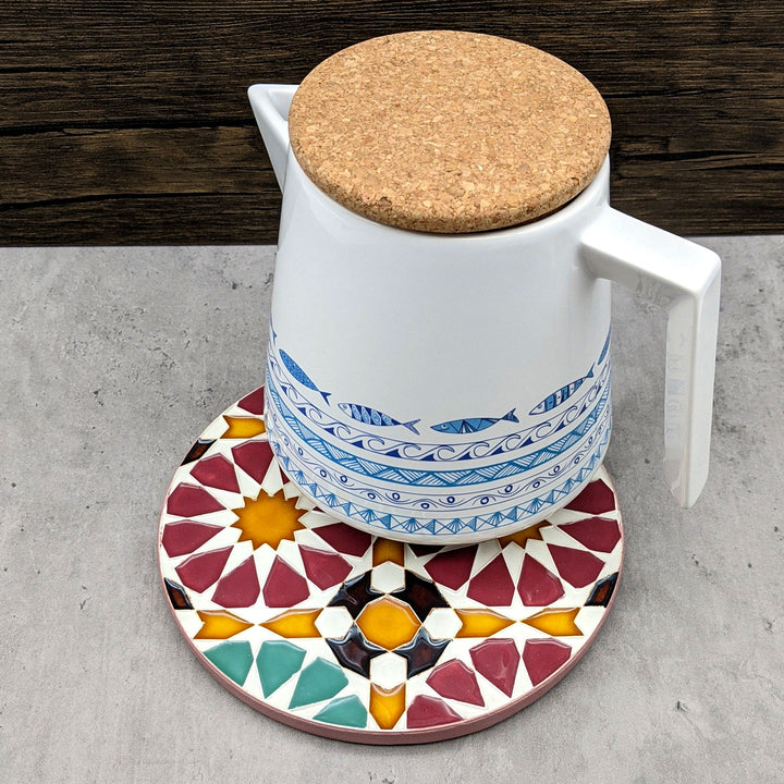 Hand painted Portuguese Ceramic Tile Round Trivet