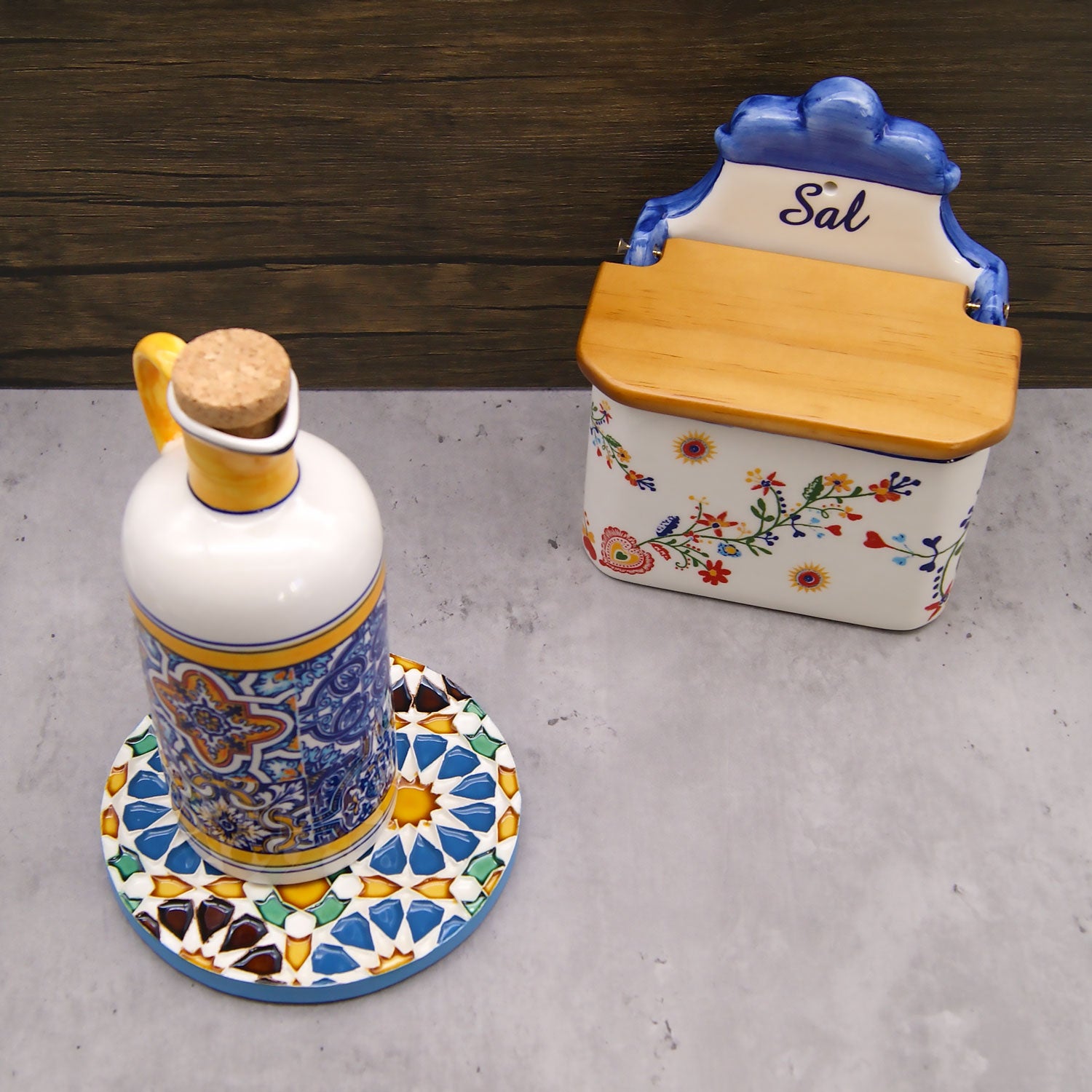 Hand painted Portuguese Ceramic Tile Round Coaster