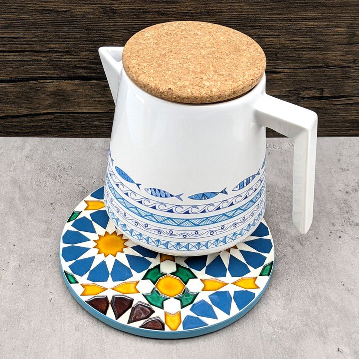 Hand painted Portuguese Ceramic Tile Round Trivet