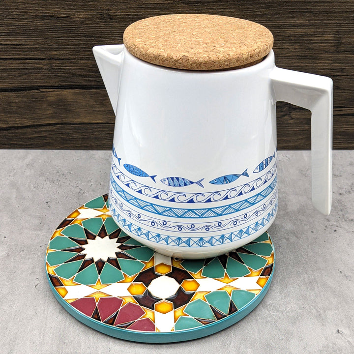 Hand painted Portuguese Ceramic Tile Round Trivet