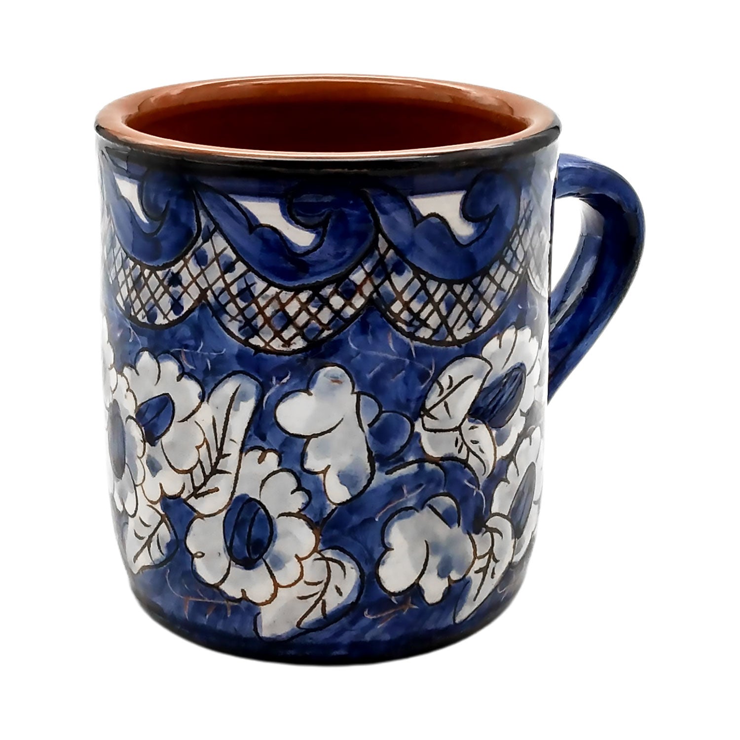 Handmade Hand Painted Portuguese Pottery Coffee Mug Blue – Set of 2