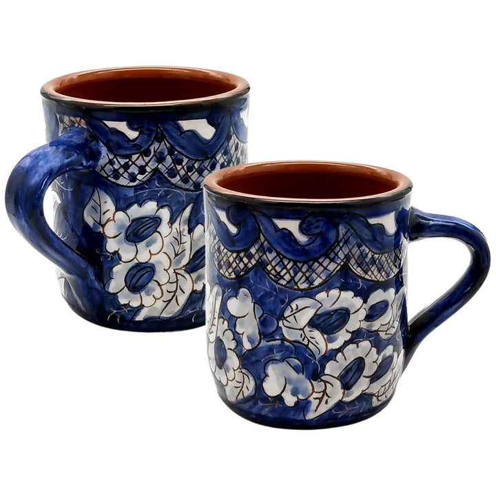 Handmade Hand Painted Portuguese Pottery Coffee Mug Blue – Set of 2