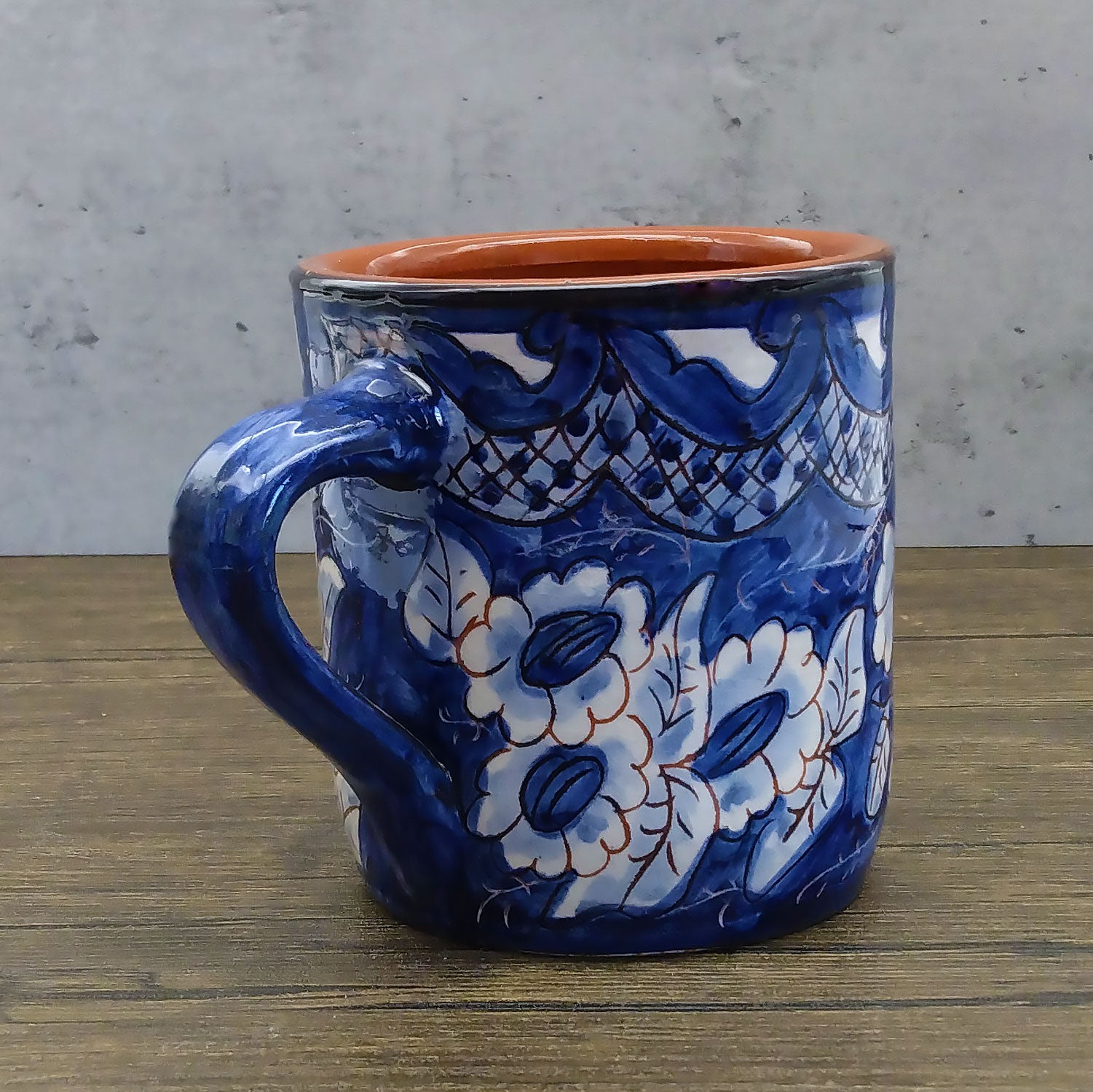 Handmade Hand Painted Portuguese Pottery Coffee Mug Blue – Set of 2