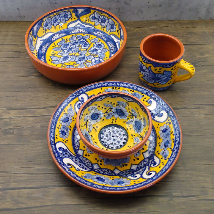 Handmade Hand Painted Portuguese Pottery Coffee Mug Yellow – Set of 2