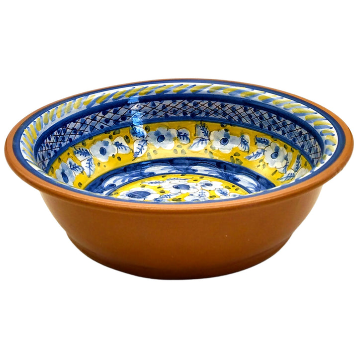 Handmade Hand Painted Portuguese Pottery Serving Bowl Yellow