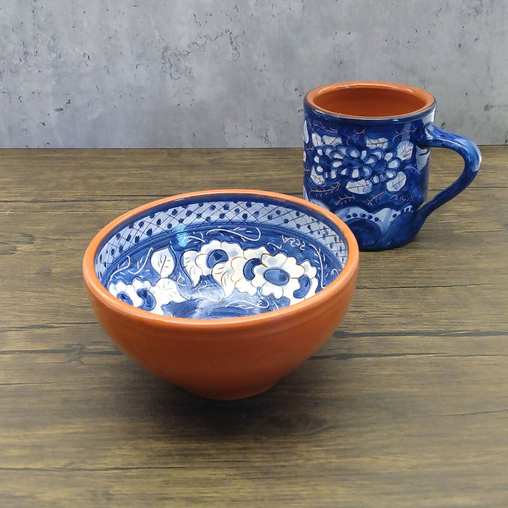 Handmade Hand Painted Portuguese Pottery Soup Bowls Blue – Set of 2