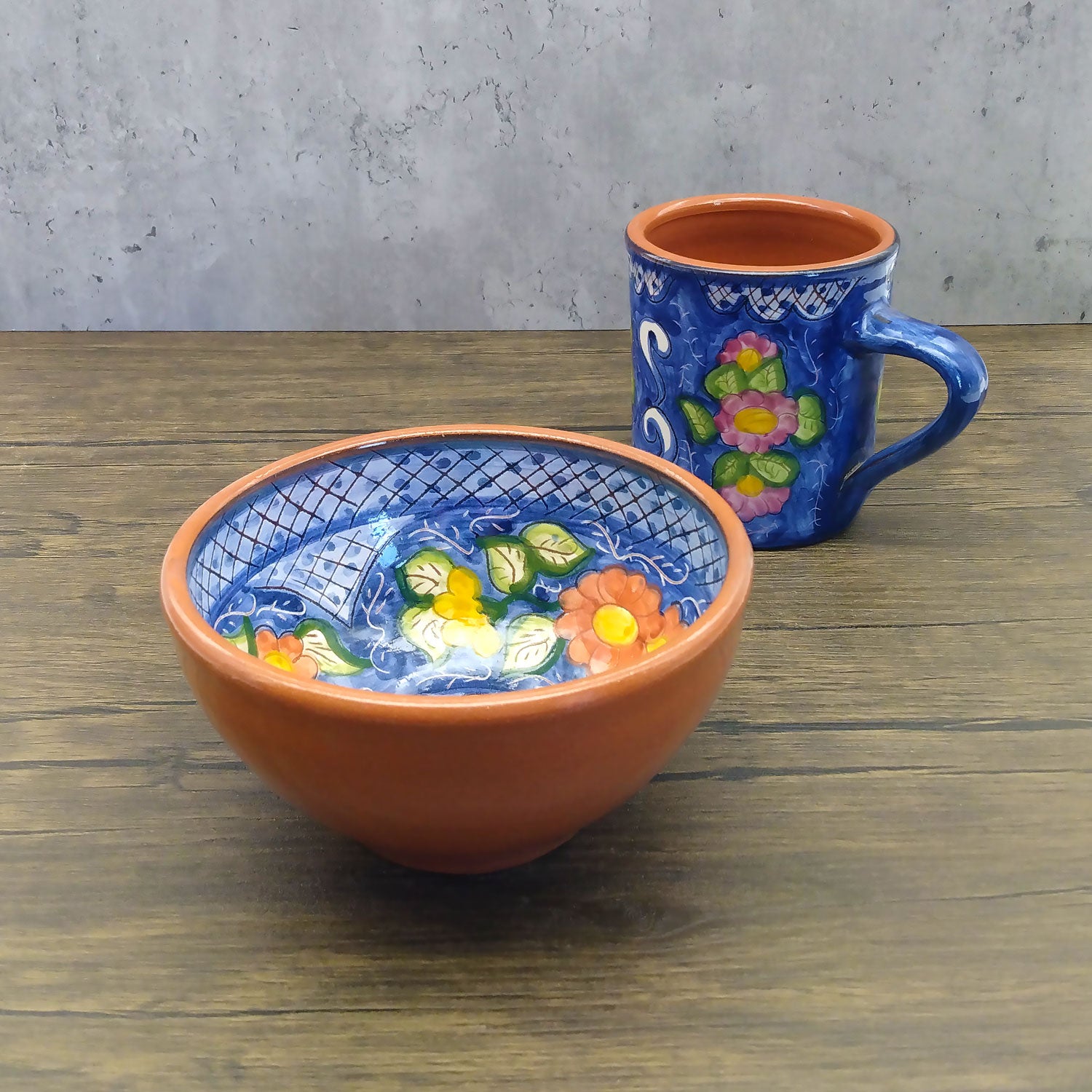 Handmade Hand Painted Portuguese Pottery Soup Bowls Floral – Set of 2