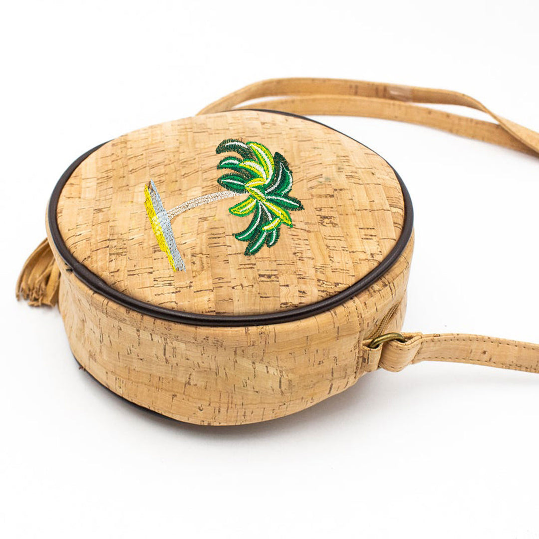 Handmade Portuguese Cork Purse Round Crossbody Shoulder Bag