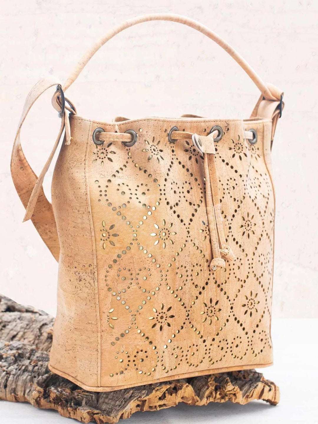 Handmade Vegan Portuguese Cork Purse Bucket Bag for Women