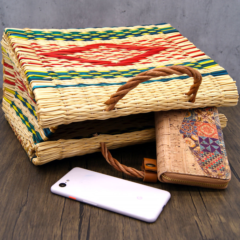 Handmade Wicker Vegan Straw Basket Handbag for Women Made in Portugal