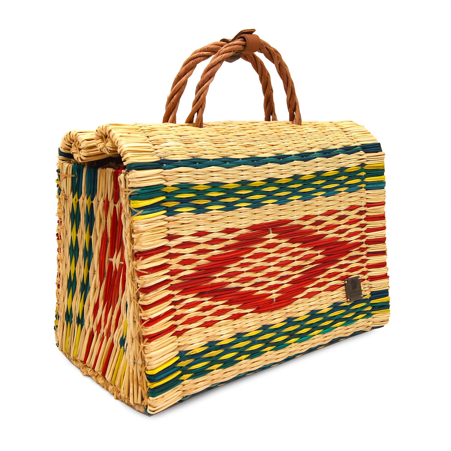 Wynwood Straw Basket Bag Handbag with Metallic Detailing – Shebobo