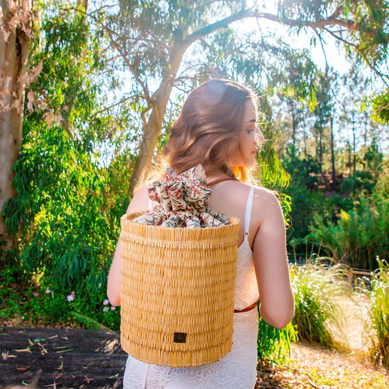 Straw basket sale backpack