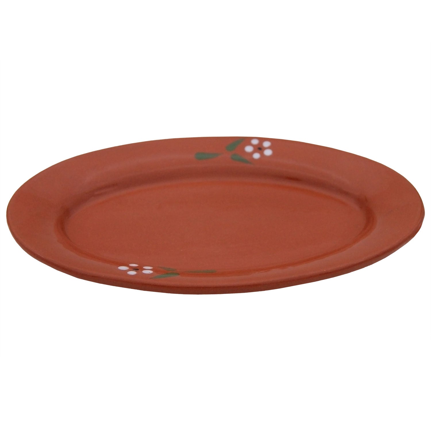 Portuguese Pottery Terracotta Glazed Clay Oval Serving Platter