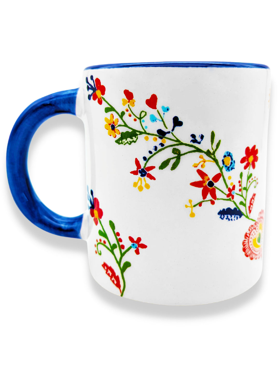 Portuguese Pottery Alcobaça Ceramic Coffee Mug Floral - Set of 2