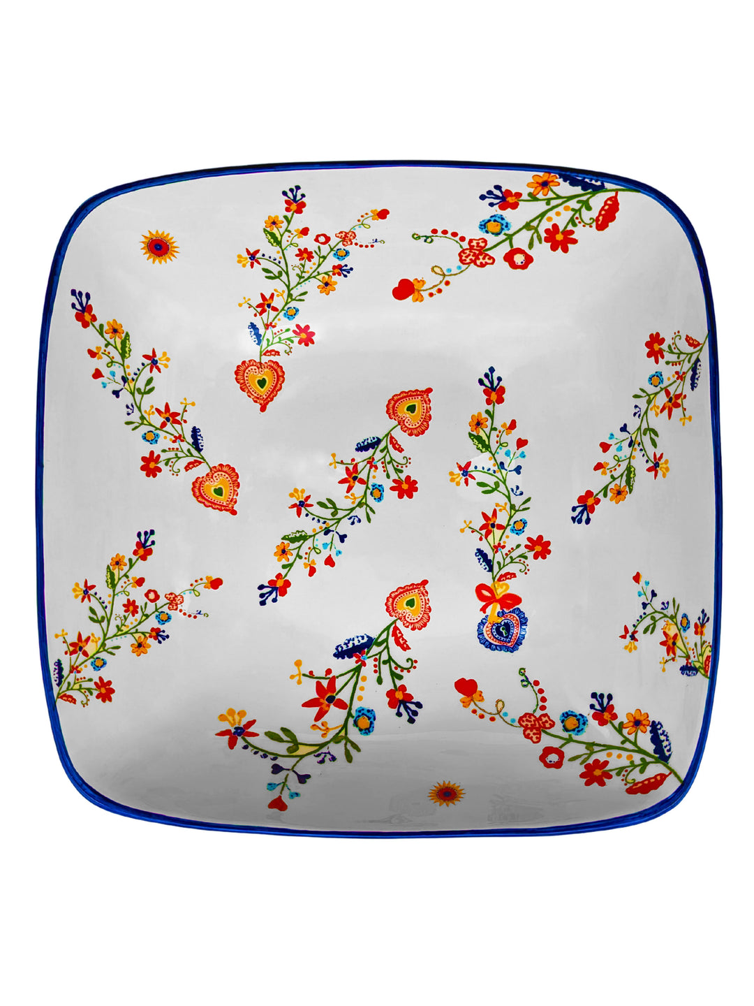 Portuguese Pottery Alcobaça Ceramic Decorative Salad Serving Bowl Floral