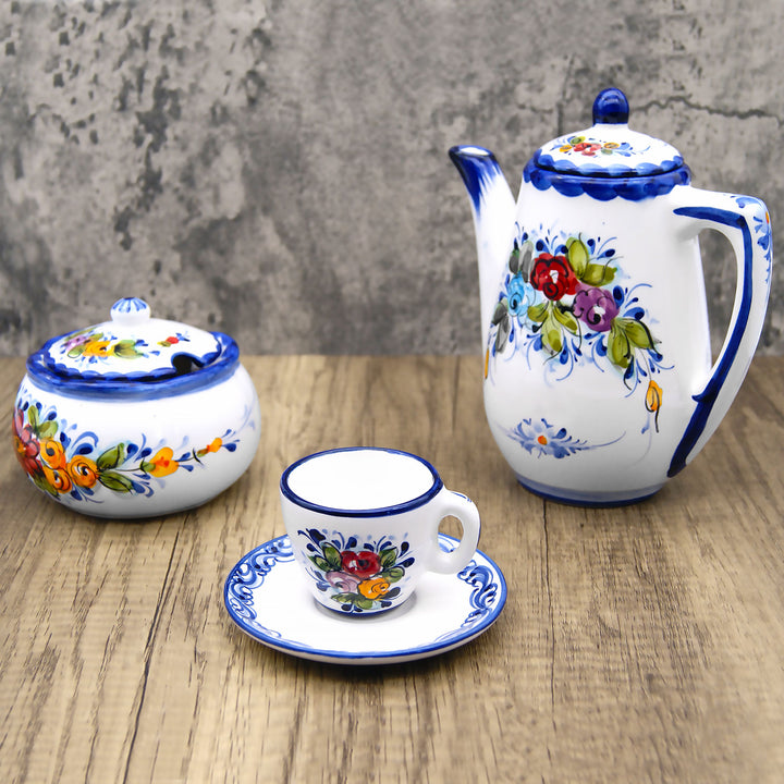 Portuguese Pottery Alcobaça Ceramic Hand Painted Coffee Espresso Cup – Set of 2
