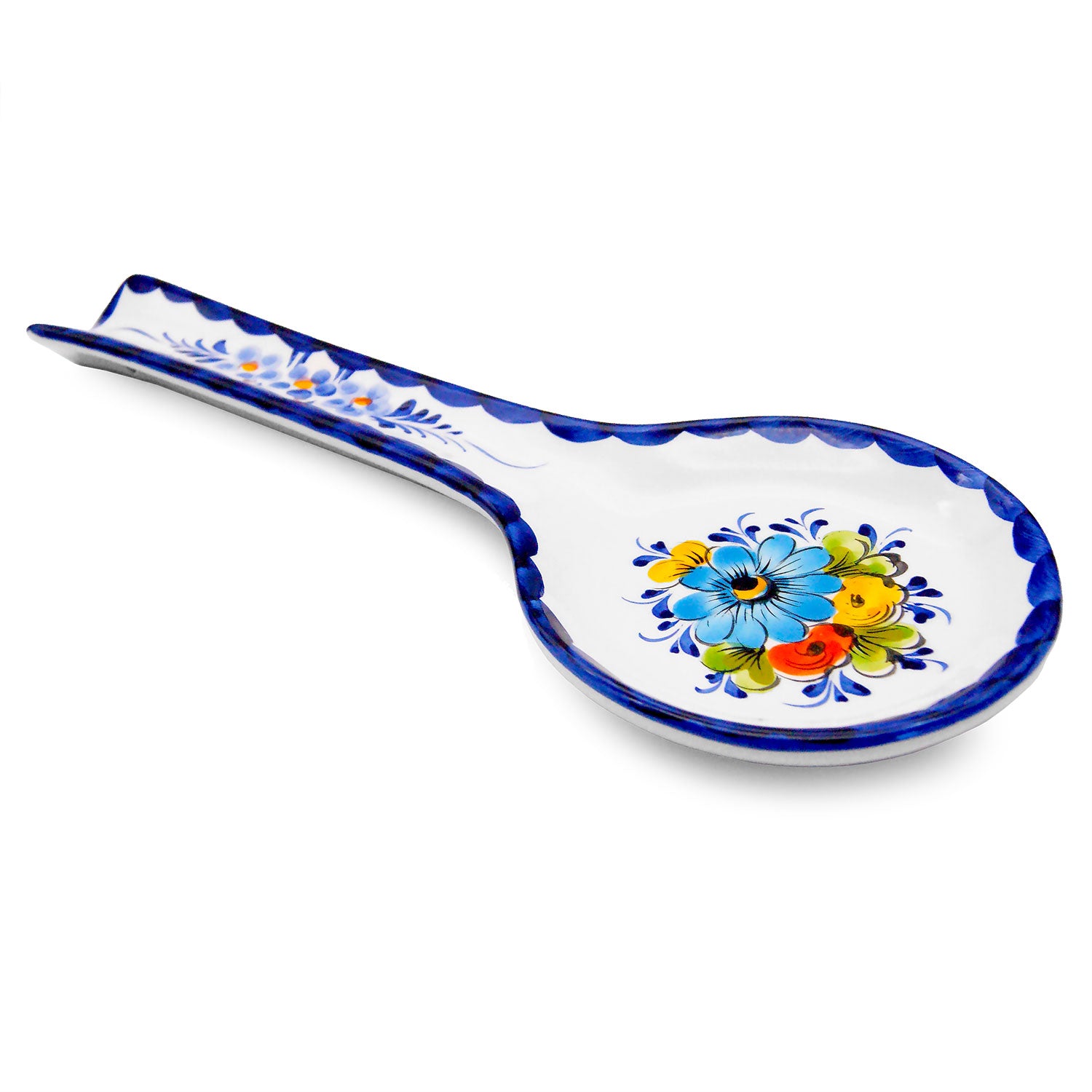 Portuguese Pottery Alcobaça Ceramic Hand Painted Kitchen Spoon Rest for Stove Top Made in Portugal