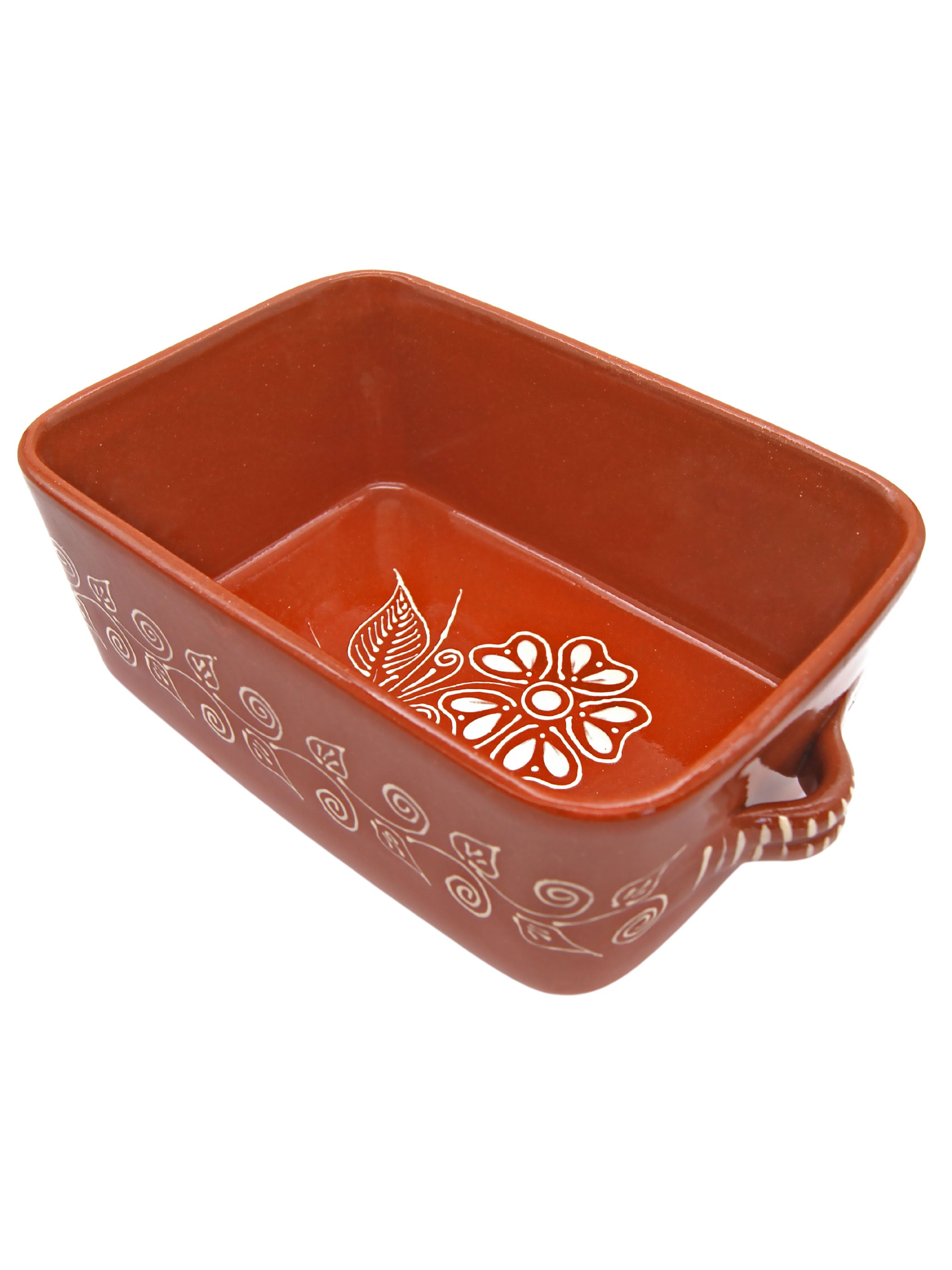 Portuguese Pottery Glazed Terracotta Clay Baking Pan for Oven