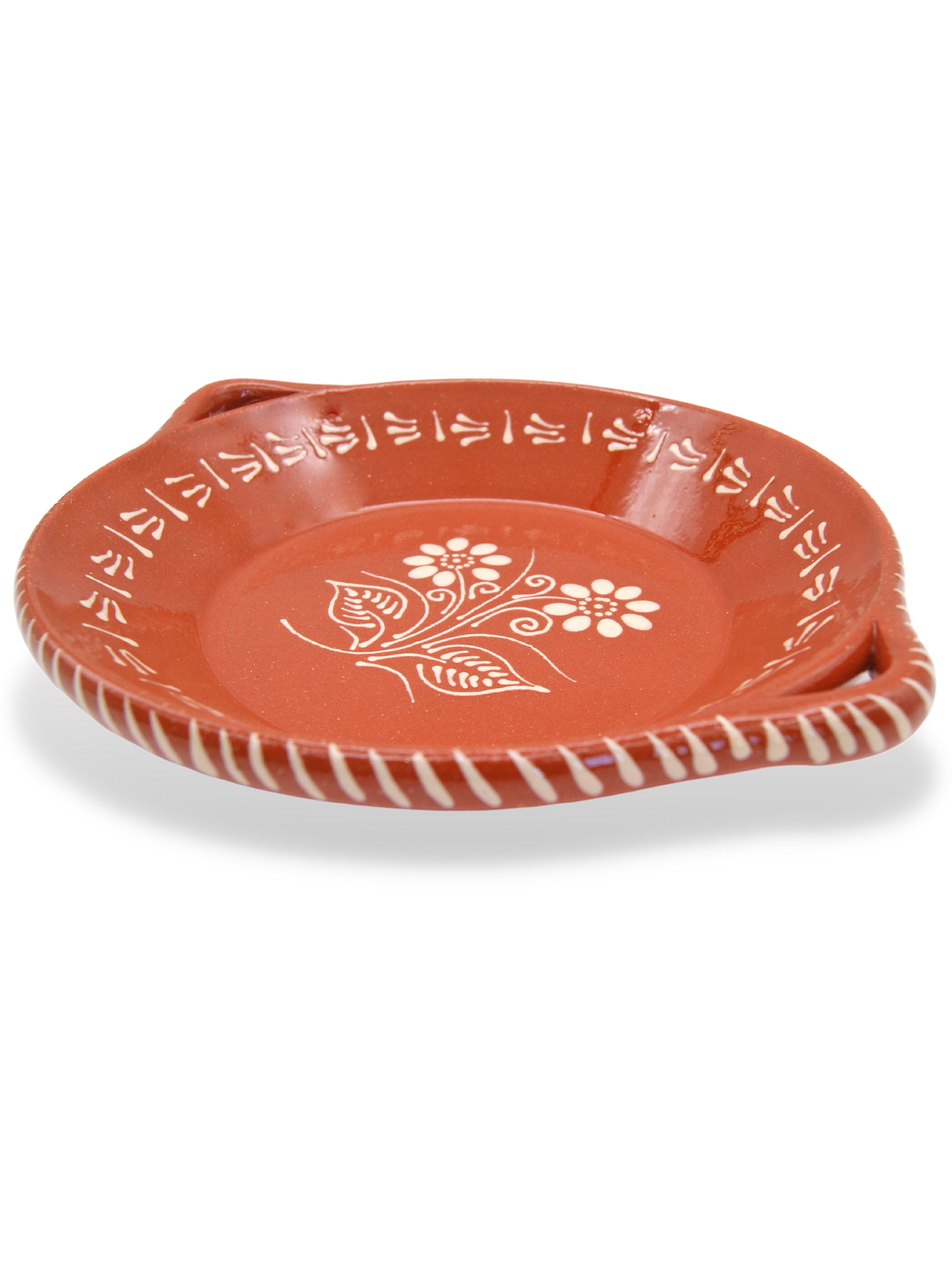 Portuguese Pottery Glazed Terracotta Clay Skillet Dinner Plate - Set of 4