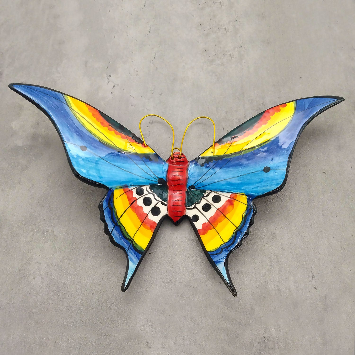 Portuguese Pottery Hand Painted Ceramic Butterfly - Large