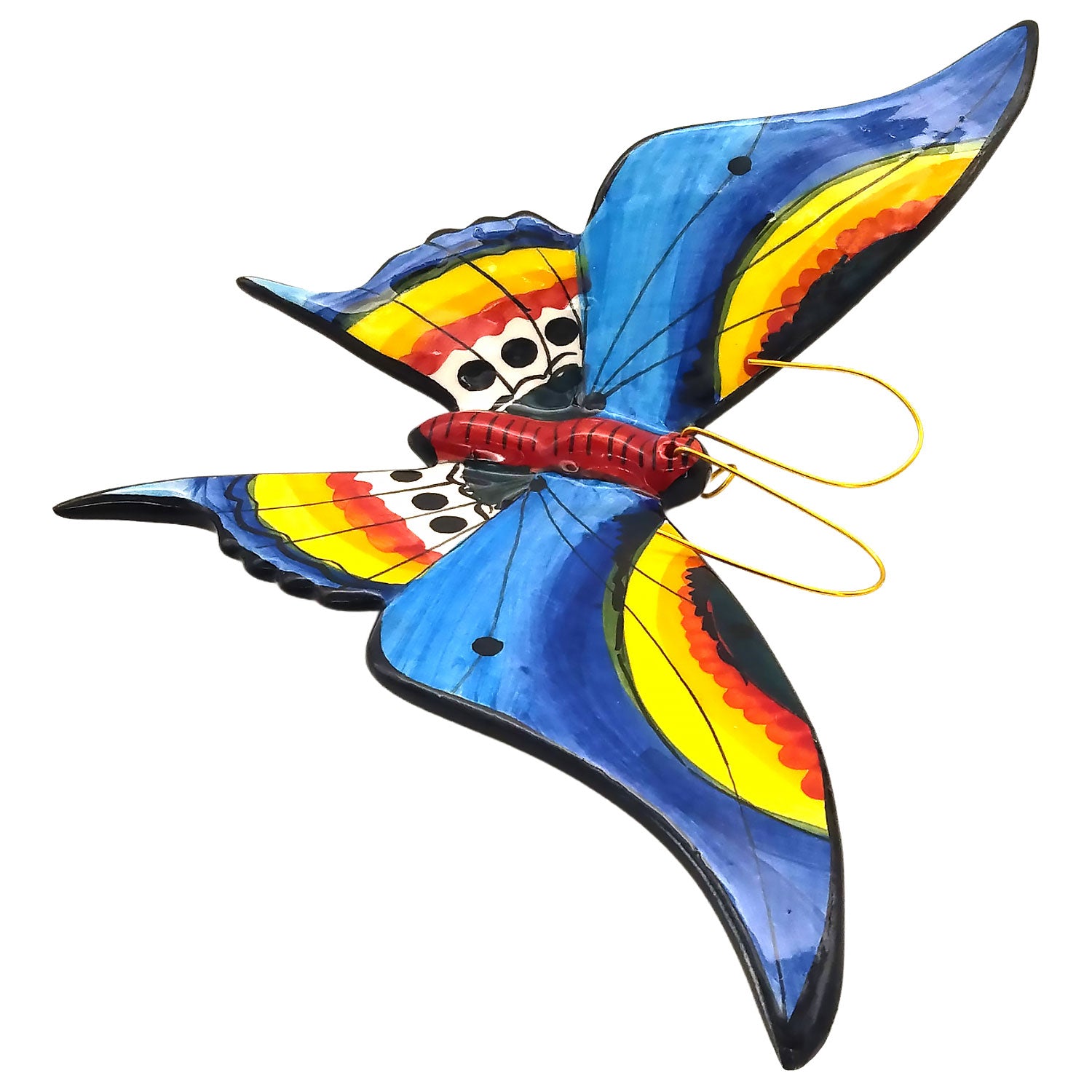 Portuguese Pottery Hand Painted Ceramic Butterfly - Large