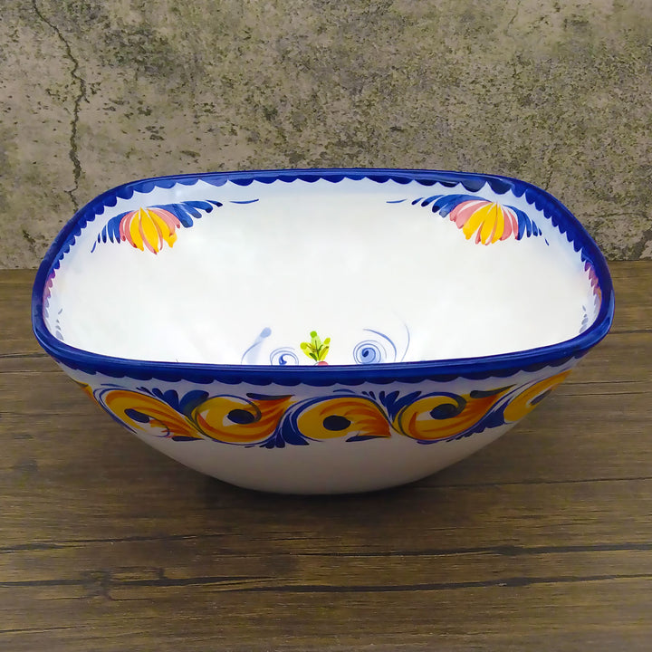 Portuguese Pottery Hand Painted Decorative Square Salad Bowl Made in Portugal 