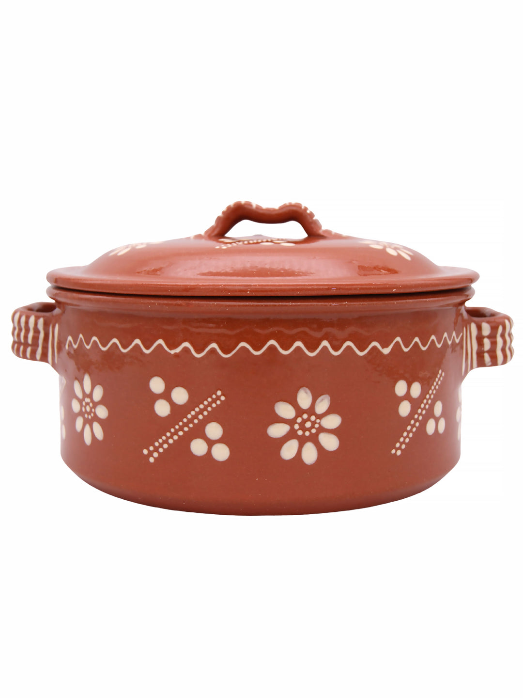 Portuguese Pottery Terracotta Glazed Clay Cooking Pot With Lid