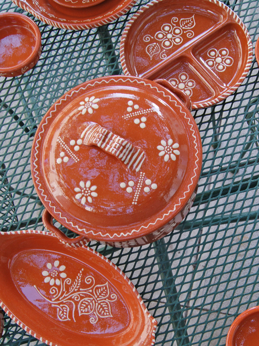 Portuguese Pottery Terracotta Glazed Clay Cooking Pot With Lid