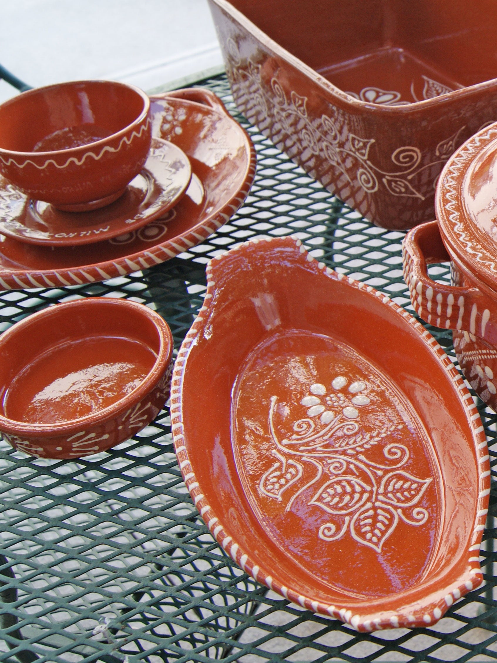 Portuguese Pottery Terracotta Glazed Clay Serving Platter
