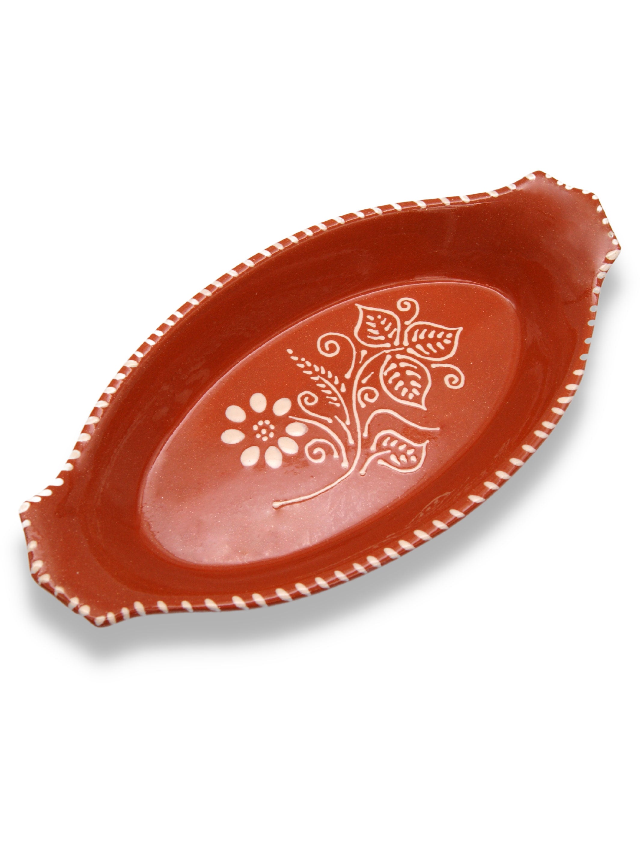 Portuguese Pottery Terracotta Glazed Clay Serving Platter