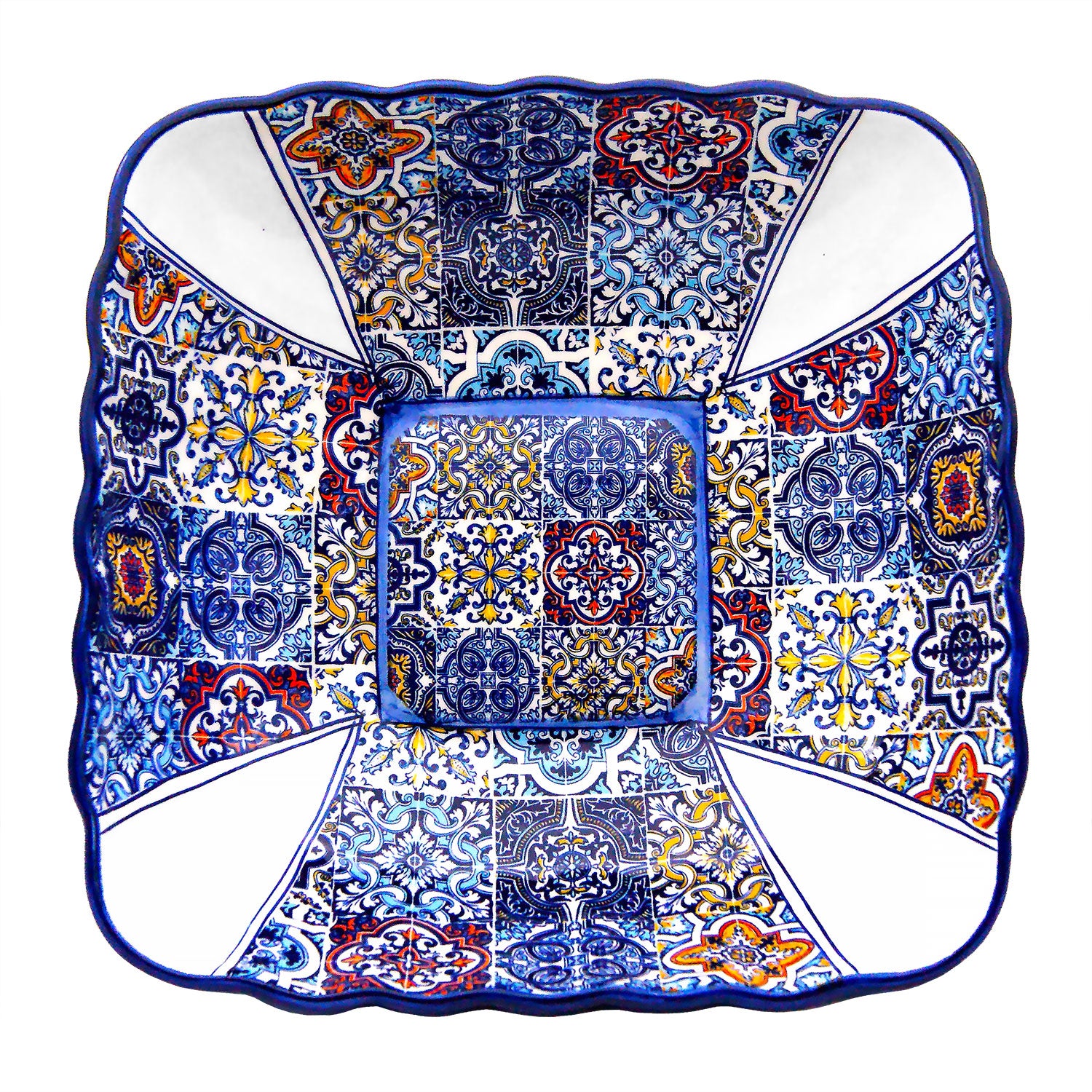 Portuguese Pottery Alcobaça Ceramic Decorative Salad Serving Bowl