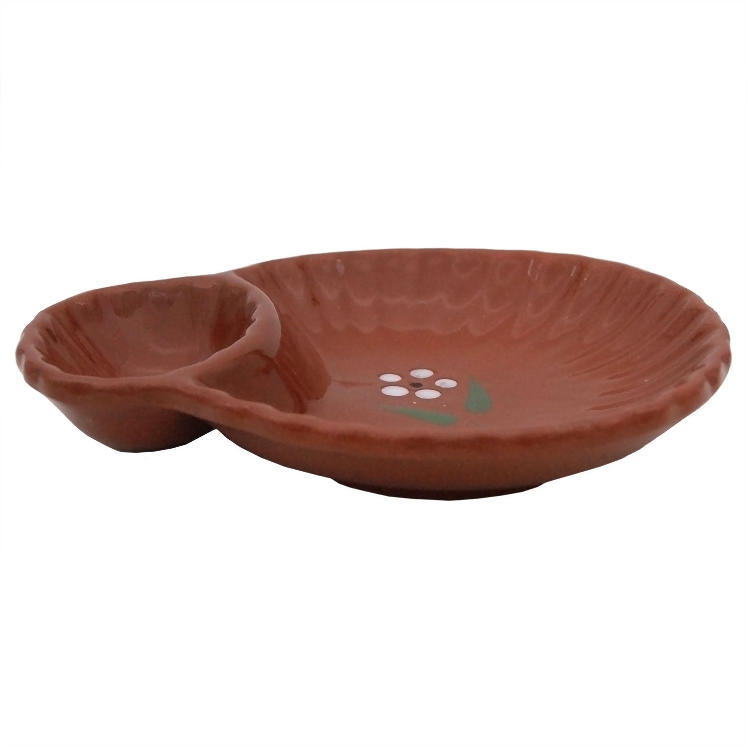 Portuguese Pottery Terracotta Clay Olive Serving Dish with Pit Holder - Set of 2